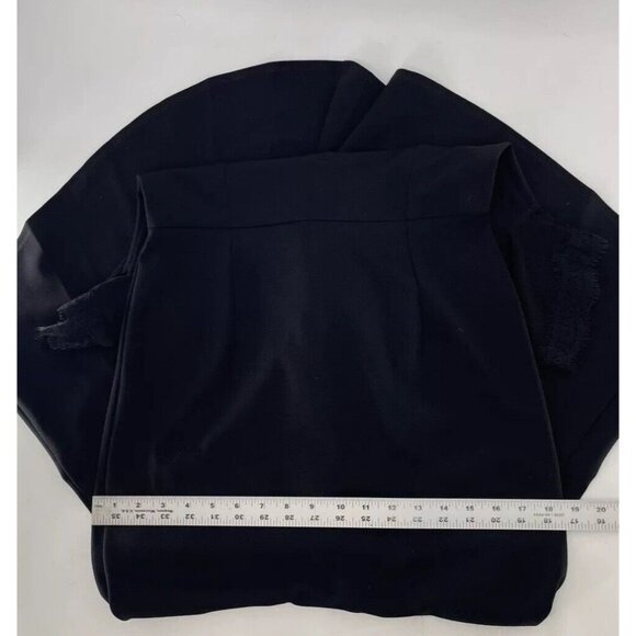 En Focus Studio Sheath Dress Black Mesh Lace Trim Flared Hi Low Hem Sz 6 Witchy - Picture 11 of 12